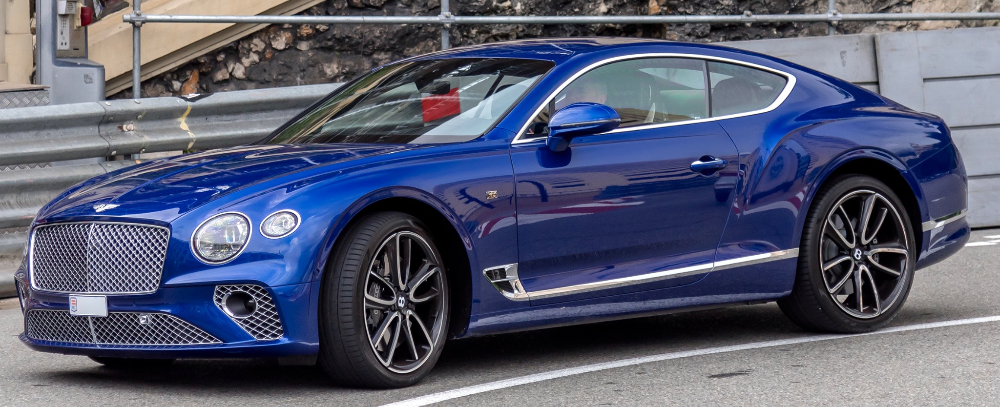 Blue Bentley Continental fully visible