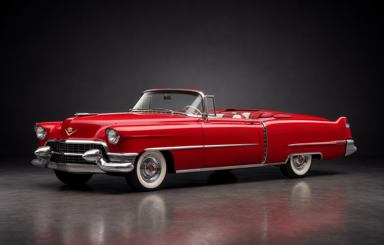 Red 1954 Cadillac convertible