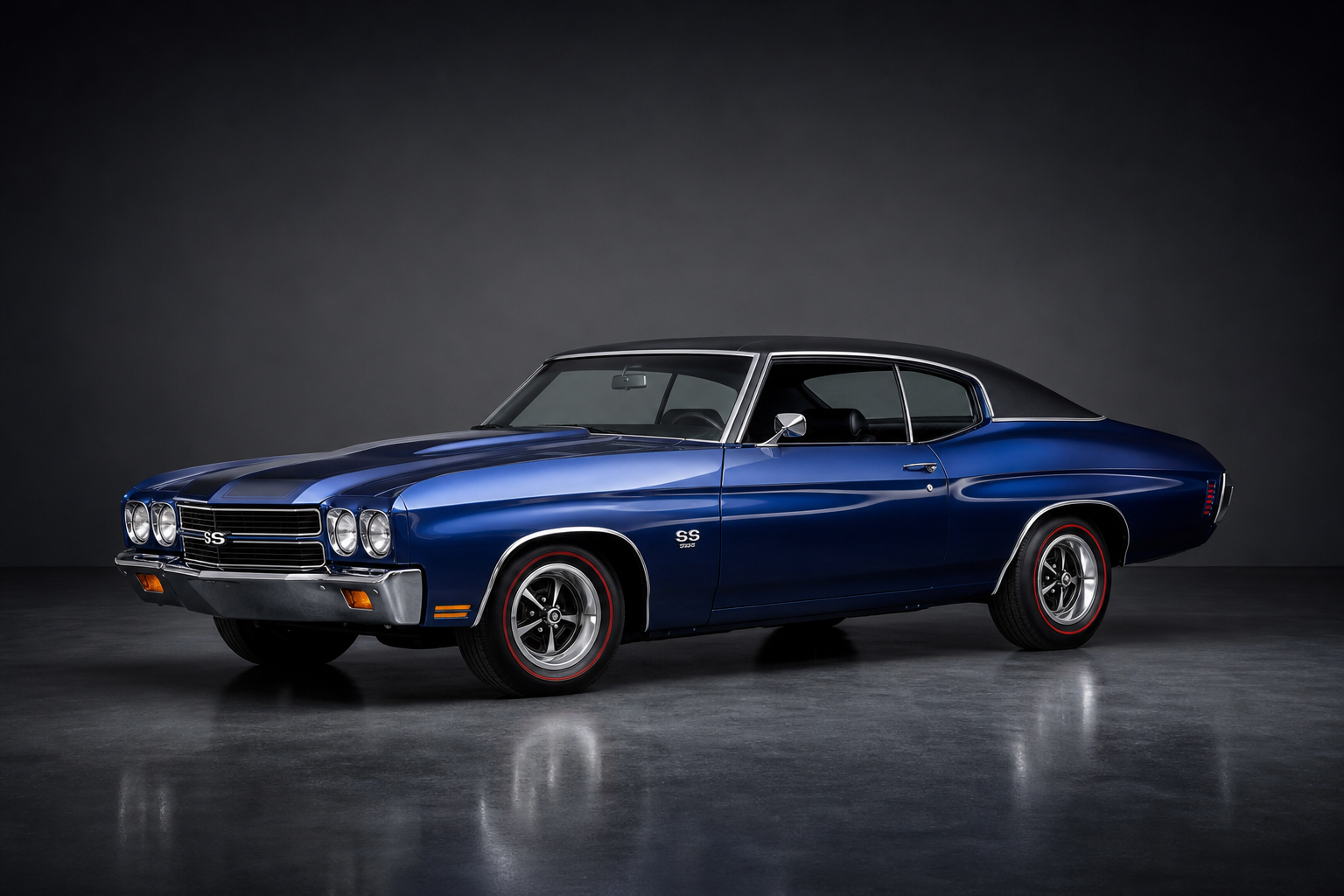 Blue Chevrolet Chevelle SS muscle car
