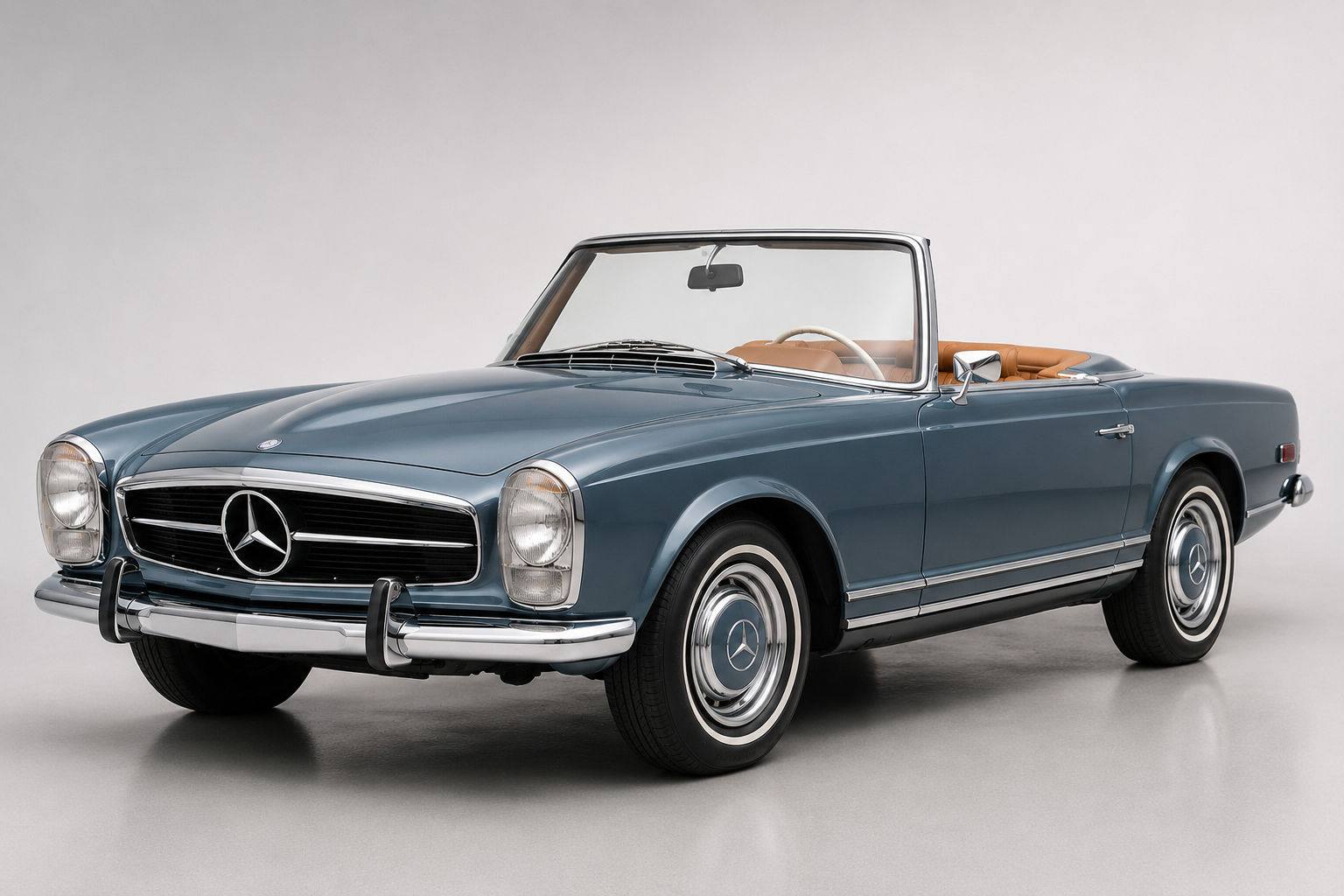 Blue Mercedes-Benz 280 SL fully visible